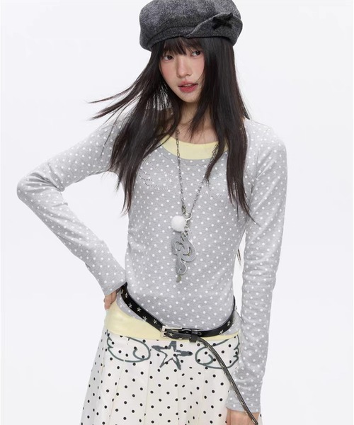 AsheKsha tシャツ 長袖の水玉柄トップス レディース : ZOZOTOWN Yahoo