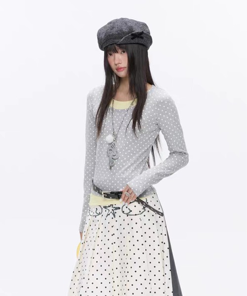AsheKsha tシャツ 長袖の水玉柄トップス レディース : ZOZOTOWN Yahoo