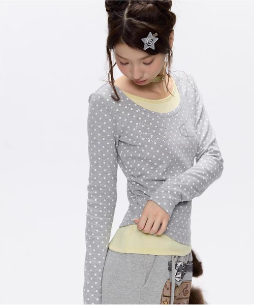 AsheKsha tシャツ 長袖の水玉柄トップス レディース : ZOZOTOWN Yahoo