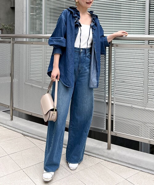 「Rie Miller」 長袖ブラウス FREE インディゴブルー レディース_画像8