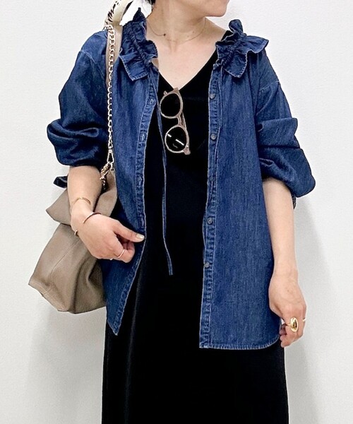 「Rie Miller」 長袖ブラウス FREE インディゴブルー レディース_画像9