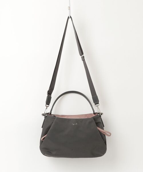 【美品】agnes b. 　ナイロンショルダーバッグ　2WAY グレーピンク agnes b.（アニエスベー） ワンポイント2WAYバッグ - グレー