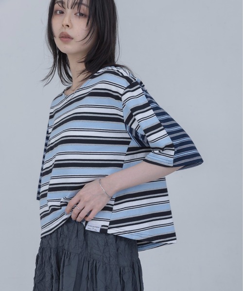 Eimee Law（エイミーロウ） tシャツ ボーダーパッチワーク エンブロ