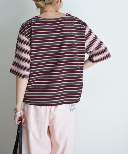 Eimee Law（エイミーロウ） tシャツ ボーダーパッチワーク エンブロ