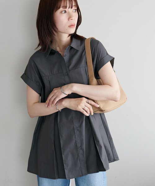 ブラウス シャツ 半袖 「WEB限定」タックフレンチスリーブシャツ レディース | Discoat | 15