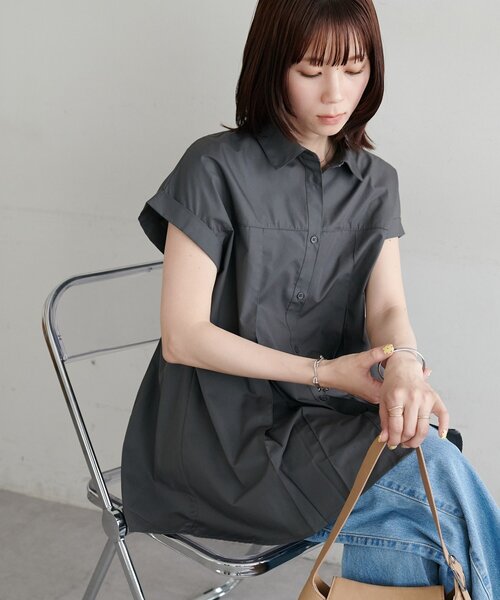 ブラウス シャツ 半袖 「WEB限定」タックフレンチスリーブシャツ レディース | Discoat | 16