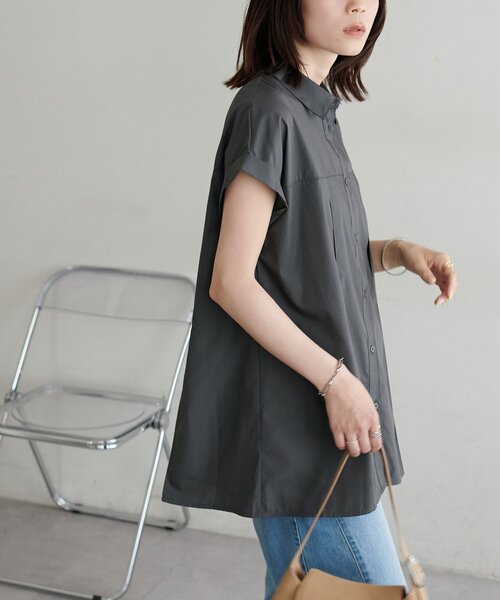 ブラウス シャツ 半袖 「WEB限定」タックフレンチスリーブシャツ レディース | Discoat | 19