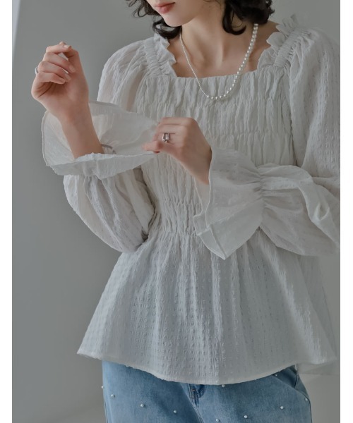 「MEISM」 長袖ブラウス LARGE ホワイト レディース_画像2