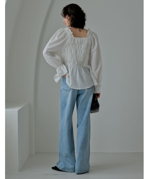 「MEISM」 長袖ブラウス LARGE ホワイト レディース_画像4