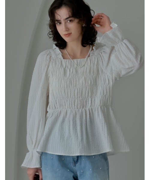 「MEISM」 長袖ブラウス LARGE ホワイト レディース_画像5