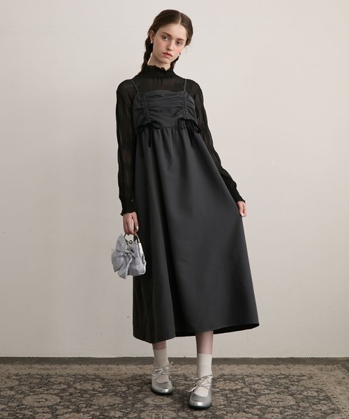 「BONLECILL noir」 キャミソールワンピース M チャコールグレー レディース_画像2