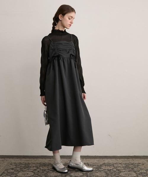 「BONLECILL noir」 キャミソールワンピース M チャコールグレー レディース_画像4