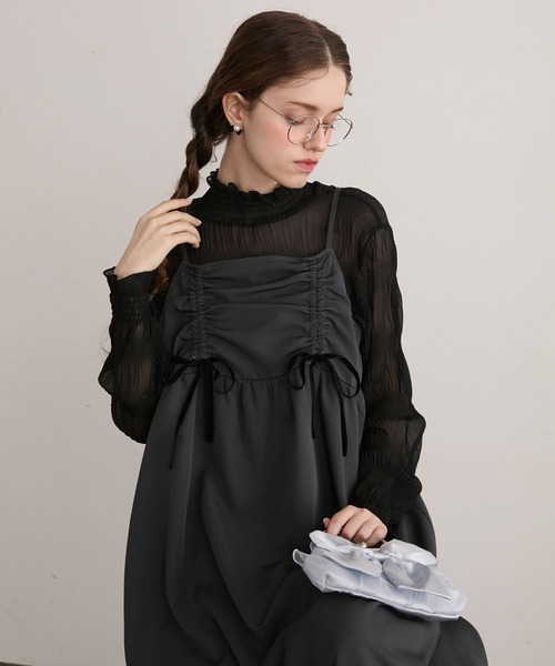 「BONLECILL noir」 キャミソールワンピース M チャコールグレー レディース_画像9