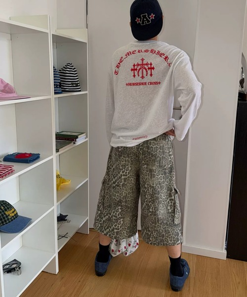 FreeZone ハーフパンツ カーゴパンツ 短パン レオパード柄ワイドカーゴ