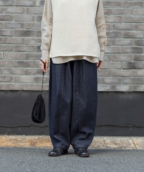 「かぐれ」 デニムパンツ FREE インディゴブルー レディース_画像4