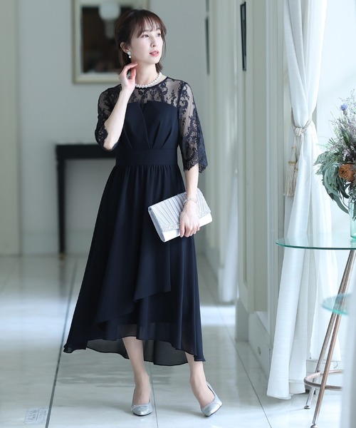 「PourVous」 半袖ワンピース X-LARGE ダークグレー レディース_画像5