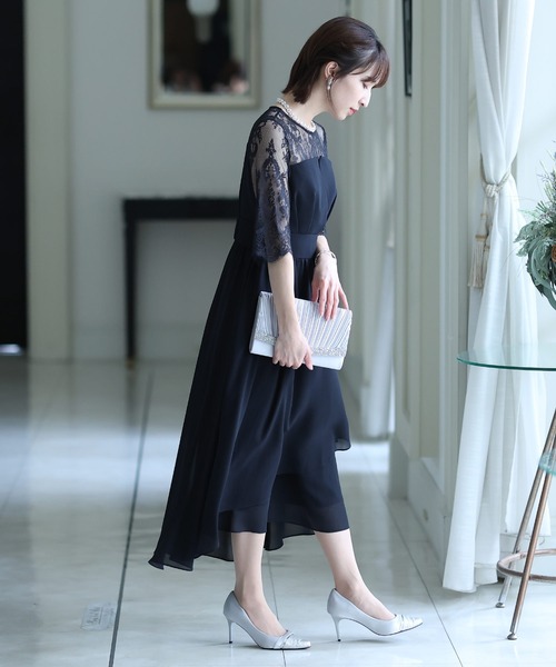 「PourVous」 半袖ワンピース X-LARGE ダークグレー レディース_画像6