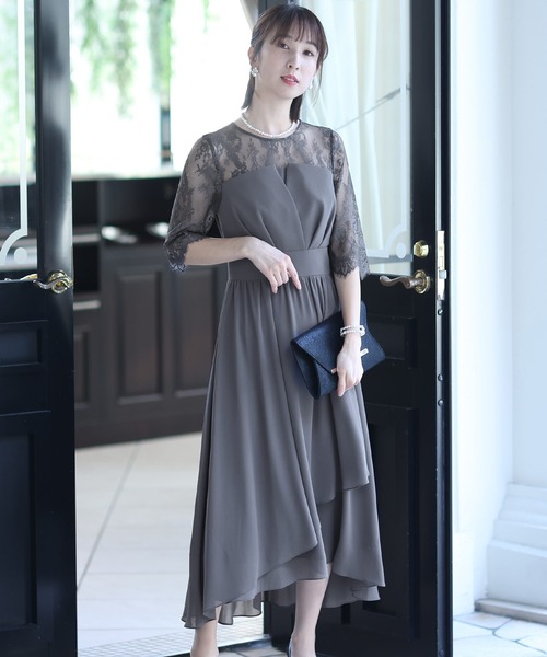 「PourVous」 半袖ワンピース X-LARGE ダークグレー レディース_画像8