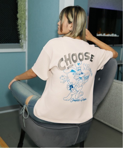 tシャツ 半袖 「バックロゴ・ウサギ刺繍」Tシャツ／ストリート
