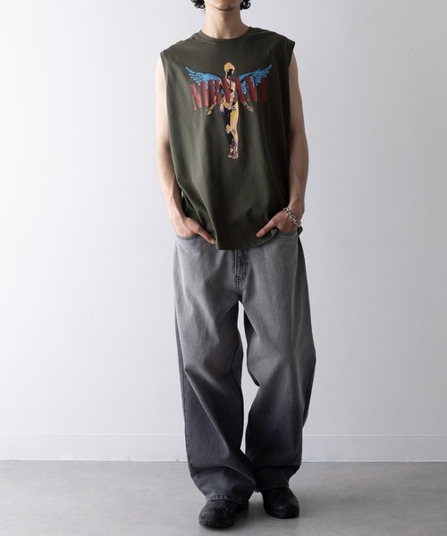 「ROCK-OFF」 ノースリーブトップス X-LARGE グリーン メンズ_画像3