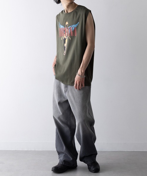 「ROCK-OFF」 ノースリーブトップス X-LARGE グリーン メンズ_画像4