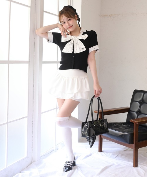 「one after another NICE CLAUP」 半袖ニット FREE ブラック レディース_画像7