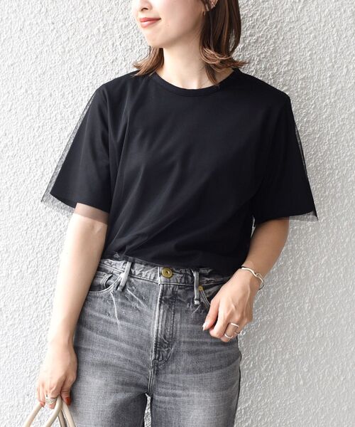 SHIPS tシャツ Tシャツ 【WEB限定】チュールドッキングTEE 2