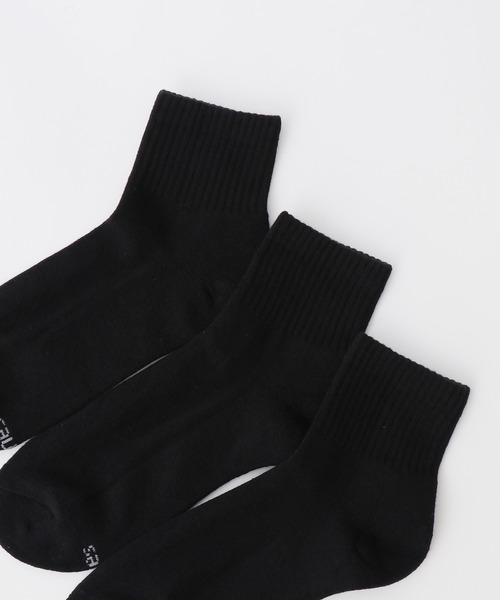 【HANES/ヘインズ】【つま先・かかとパイル】クォーター丈ソックス 3足セット 足底サポートで疲れにくい 綿高混率・快適設計