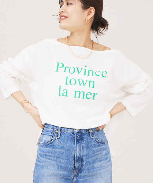 tシャツ マチ付ボートロゴロンTee レディース