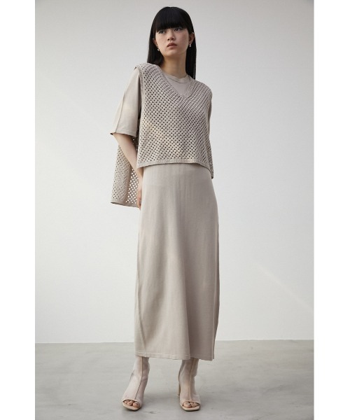 AZUL BY MOUSSY ワンピース MESH VEST SET LAYERED KNIT OP