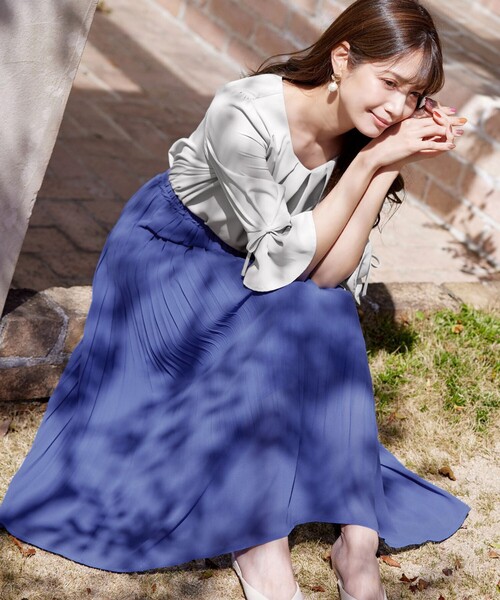 Tiaclasse スカート 「洗える/ウエストゴム」 ジョーゼットプリーツ