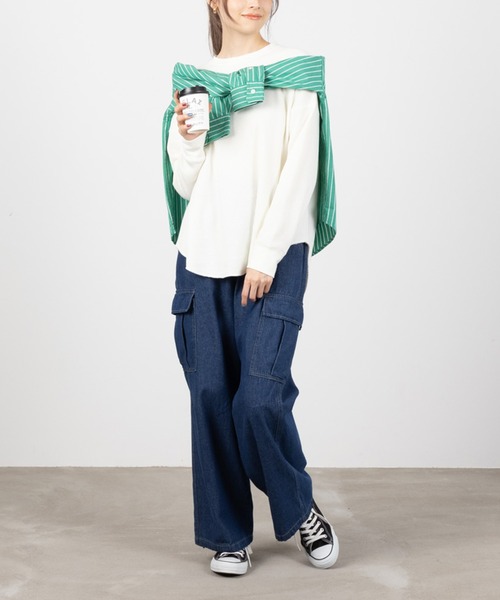 カーゴデニムパンツ　ブルー　1 ワンフォークロージング 1111clothing ◇バルーンカーゴ ライン