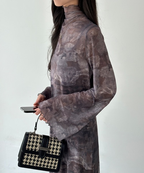 emi+ ワンピース インナーキャミ付きメロウシーズルメッシュシアー