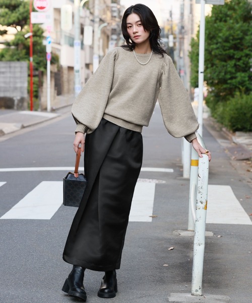 ELFRANK ニット セーター パフスリーブニットプルオーバー