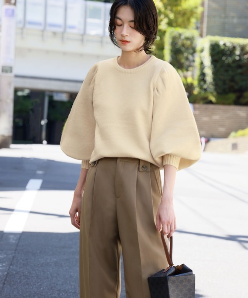 美品♡ エポカ パフスリーブ 半袖 ニット カットソー プルオーバー サイズ40 美品♡ エポカ パフスリーブ 半袖 ニット カットソー プル