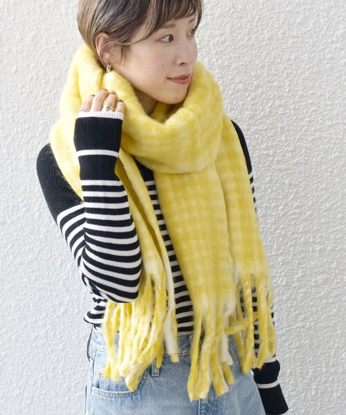 SHIPS any ストール マフラー PANKAJ:「手洗い可能」ウール ミックス