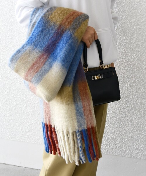 SHIPS any ストール マフラー PANKAJ:「手洗い可能」ウール ミックス