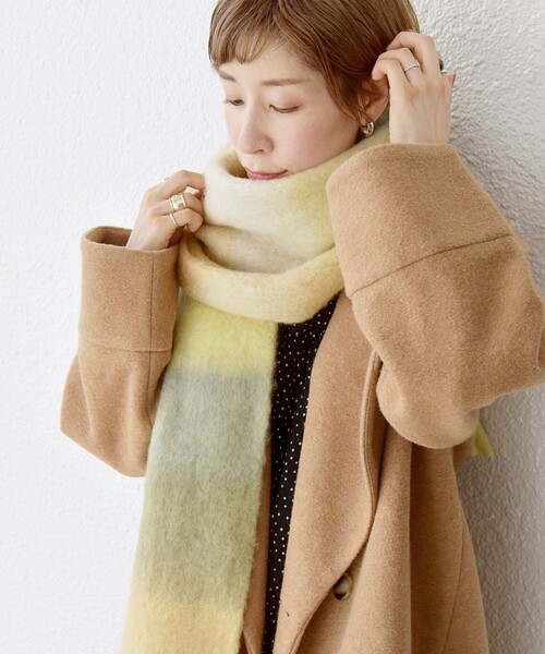 SHIPS any ストール マフラー PANKAJ:「手洗い可能」ウール ミックス