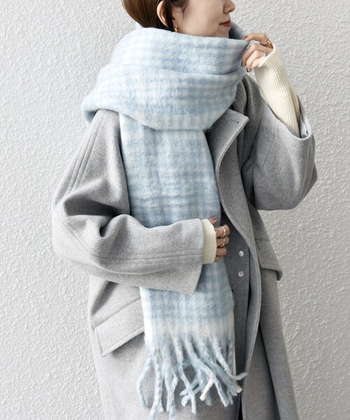 SHIPS any ストール マフラー PANKAJ:「手洗い可能」ウール ミックス