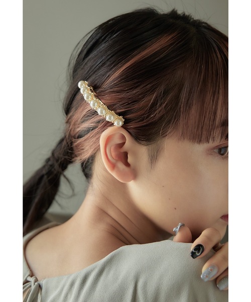 niana ヘアクリップ パールメタルバレッタ 結婚式 成人式