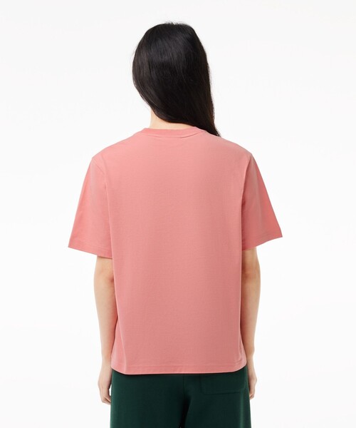 「LACOSTE」 半袖Tシャツ 38 ピンク レディース LACOSTE ラコステ プリントTシャツ 半袖カットソー ビビッド