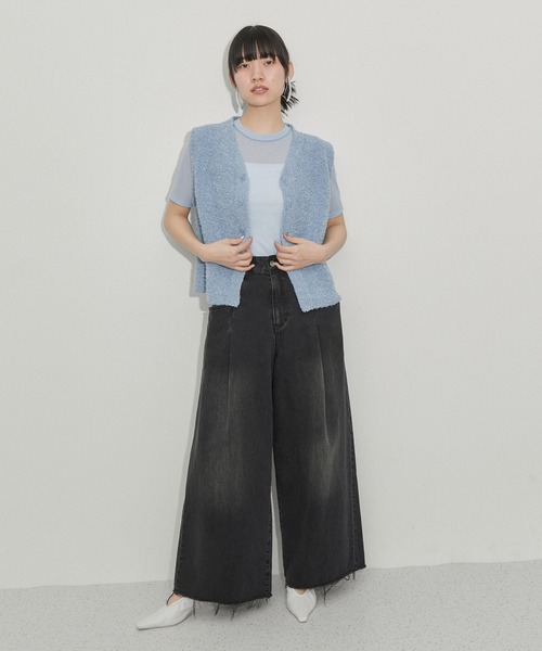 ベスト ジレ 「サステナブル」ペーパーヤーンニットベスト レディース ADAM ET ROPE' ベスト ジレ 「サステナブル」ペーパーヤーン