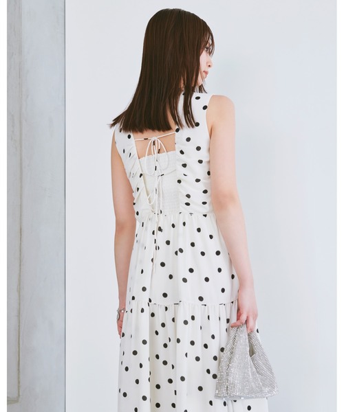 Mila Owen ワンピース 後ろリボンノースリティアードドットワンピース  