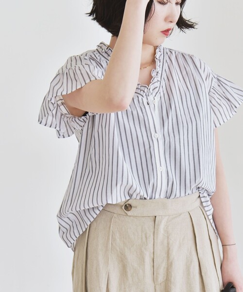 quaranciel ブラウス シャツ quaranciel:「手洗い可能」コットン
