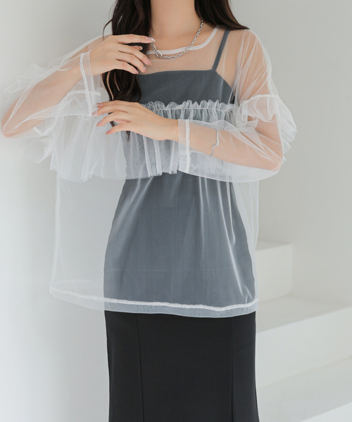 tシャツ チュールフリルキャミトップス/ブラック レディース tシャツ チュールフリルトップス レディース : ZOZOTOWN Yahoo