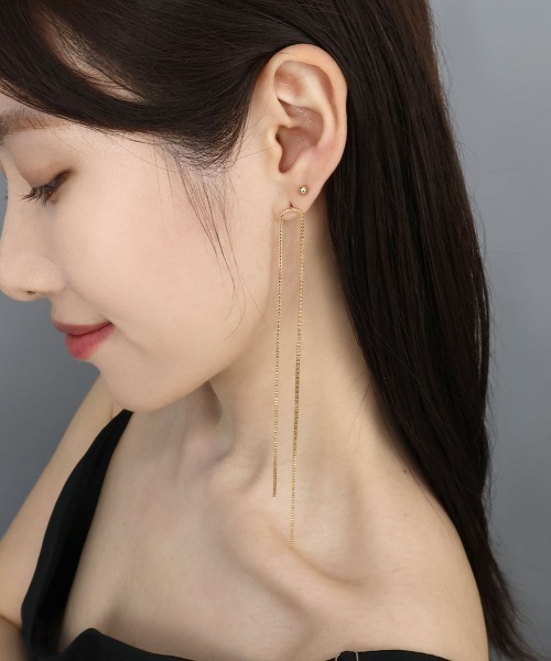 ハ*ス様 k18 ベネチアン　ロングチェーン　ピアス　2way CEMO NEMO（セモネモ） ピアス ベネチアンチェーン ロングピアス 2