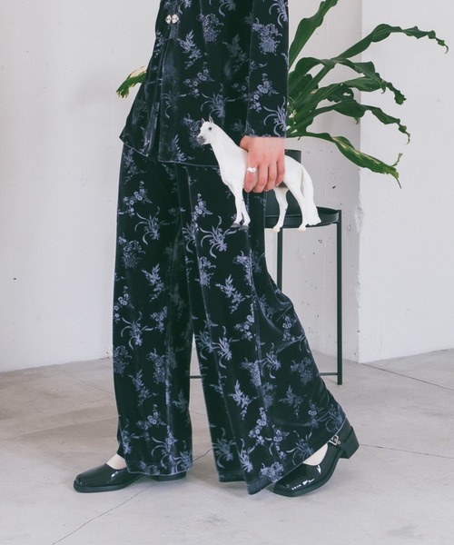 sahara（サハラ） パンツ Velour Emboss Flower Pants/ベロアエンボス