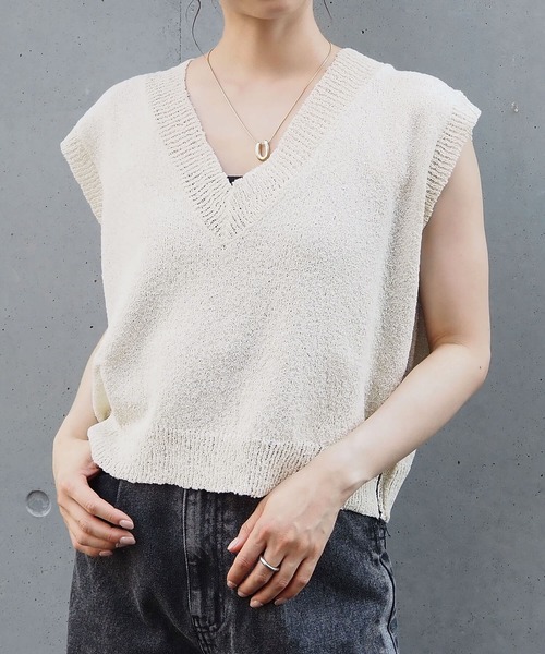 ベスト ジレ 薄くて柔らかなラメVネックニットベスト レディース tiptop ベスト ジレ ラメニットVネックベスト レディース