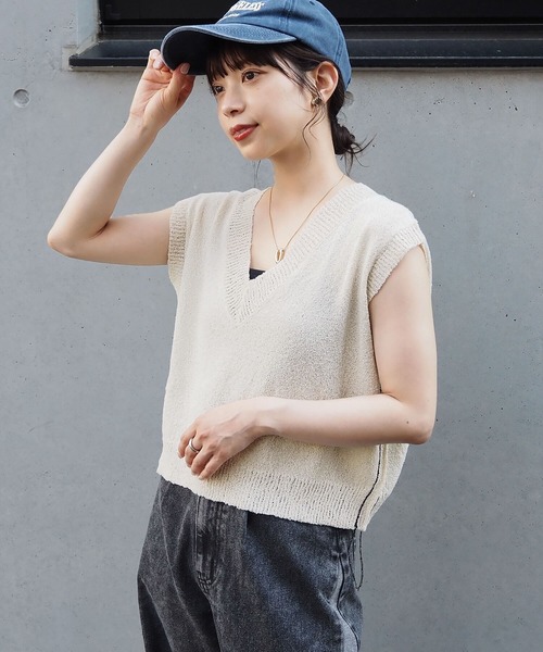 ベスト ジレ 薄くて柔らかなラメVネックニットベスト レディース tiptop ベスト ジレ ラメニットVネックベスト レディース