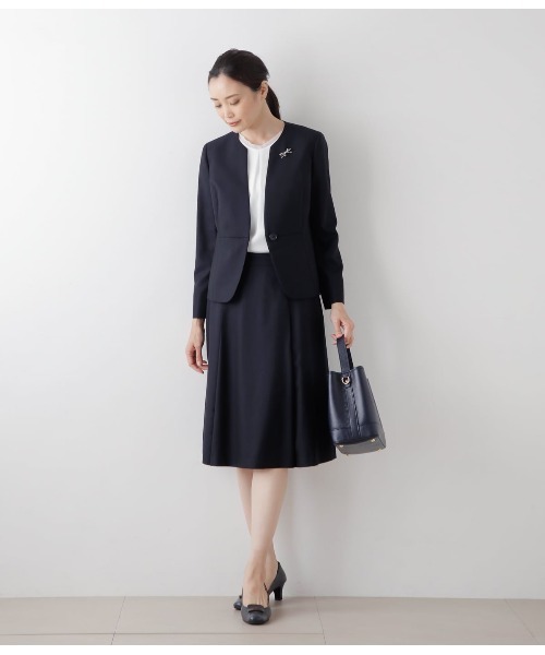 tシャツ 梨地×シフォン Vネックフロントタック7分袖カットソー レディース NEWYORKER tシャツ 梨地×シフォン Vネックフロントタック7分袖